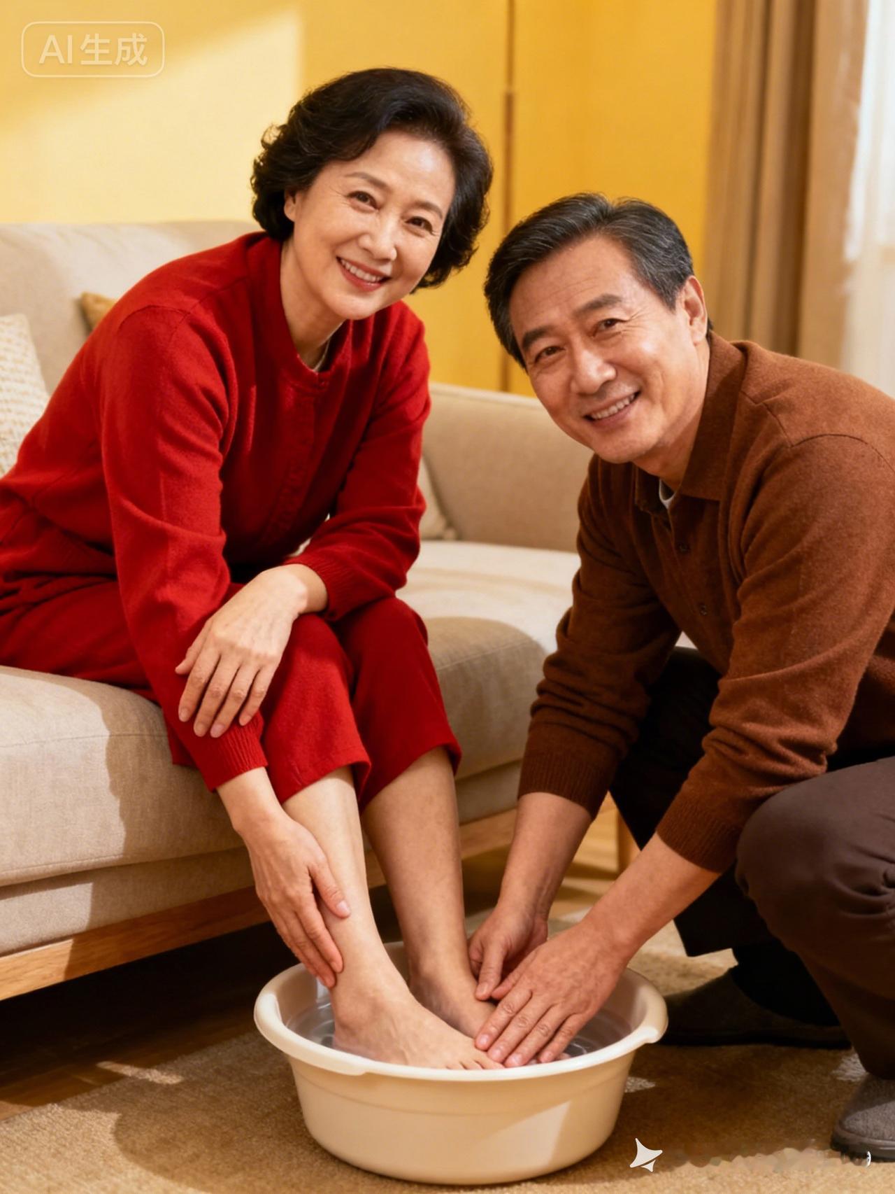 温馨日常：夫妻二人享受泡脚时光💕