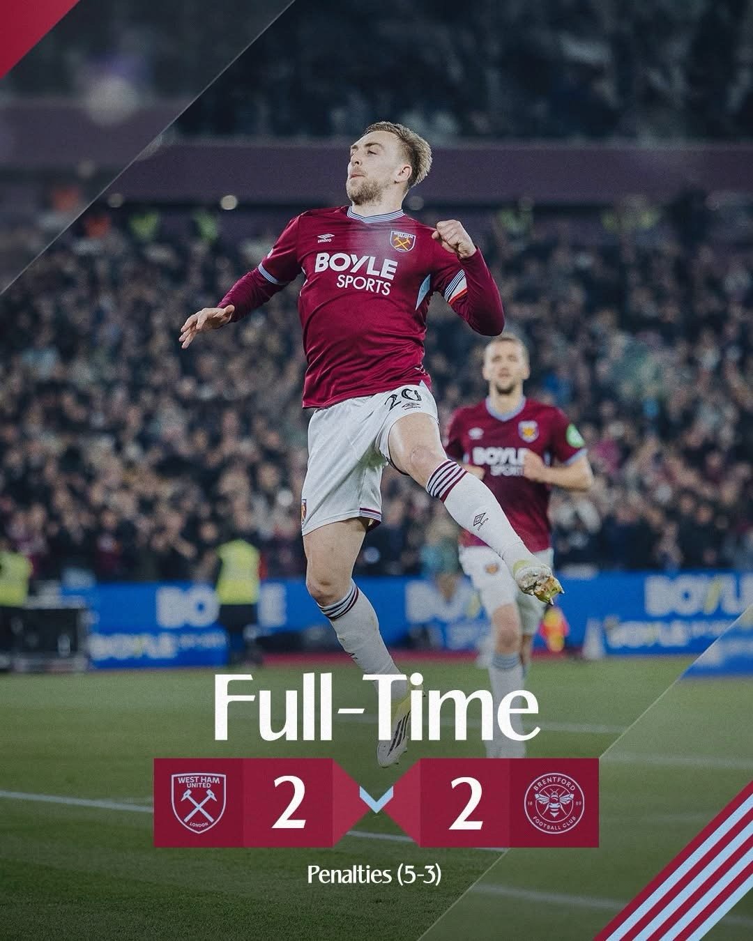 英格蘭足總盃1/8決賽，壓軸出場嘅韋斯咸大戰賓福特，查路保雲與伊哥泰亞高一路決鬥