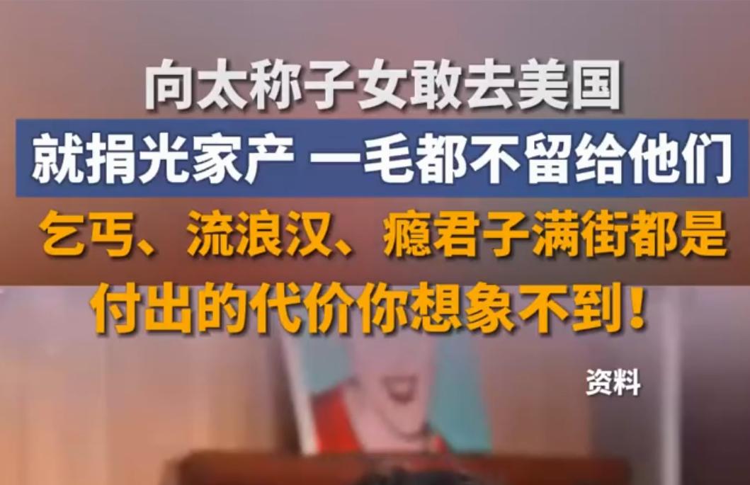 68岁向太陈岚:严禁子女移民美国，孙辈更是不允许去美国读书。

她甚至放出“狠话