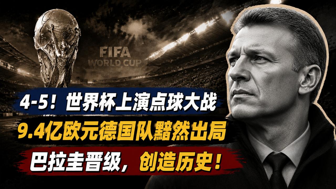 4-5！世界杯上演点球大战：9.4亿欧元德国队黯然出局，巴拉圭晋级
身价高达9.