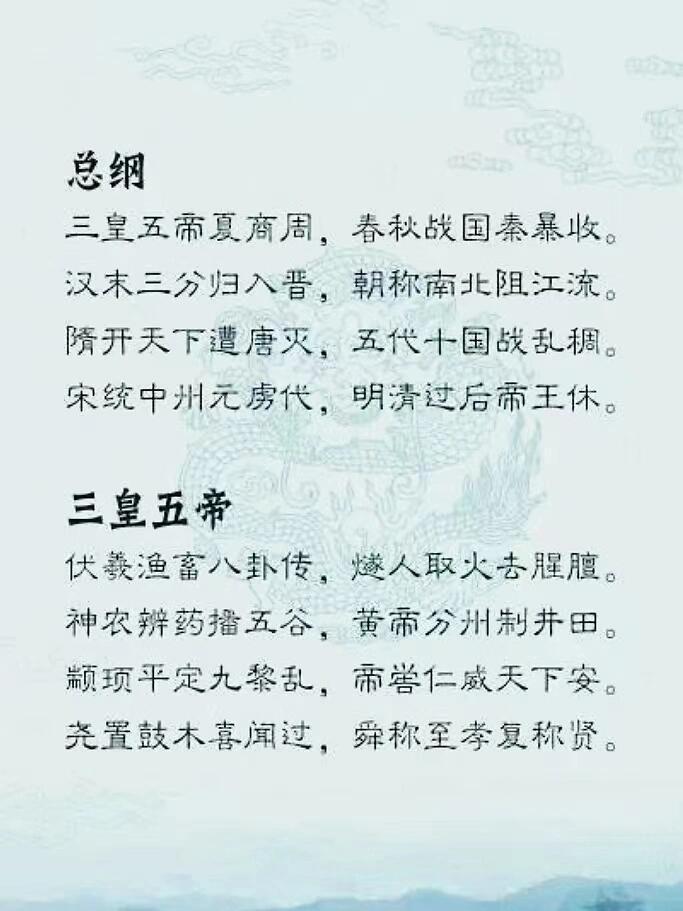 熟记这些，从三皇五帝到清末，基本不懂也能装懂了。 