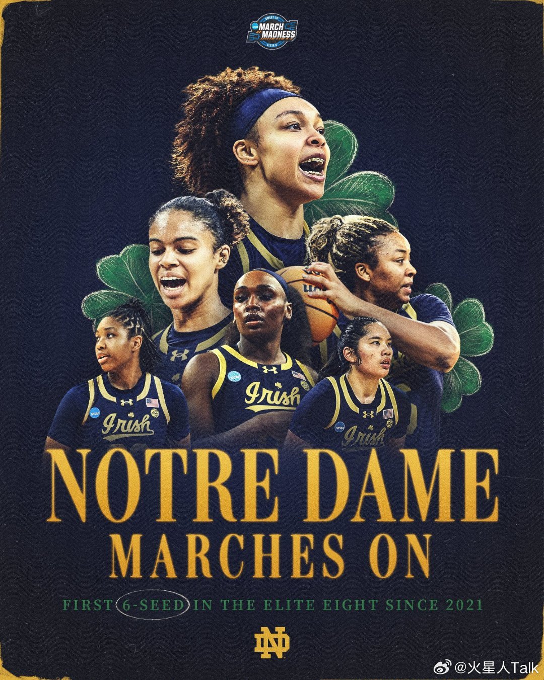 2025-2026赛季NCAA女篮疯狂三月 沃斯堡赛区(1)半决赛圣母大学击败范