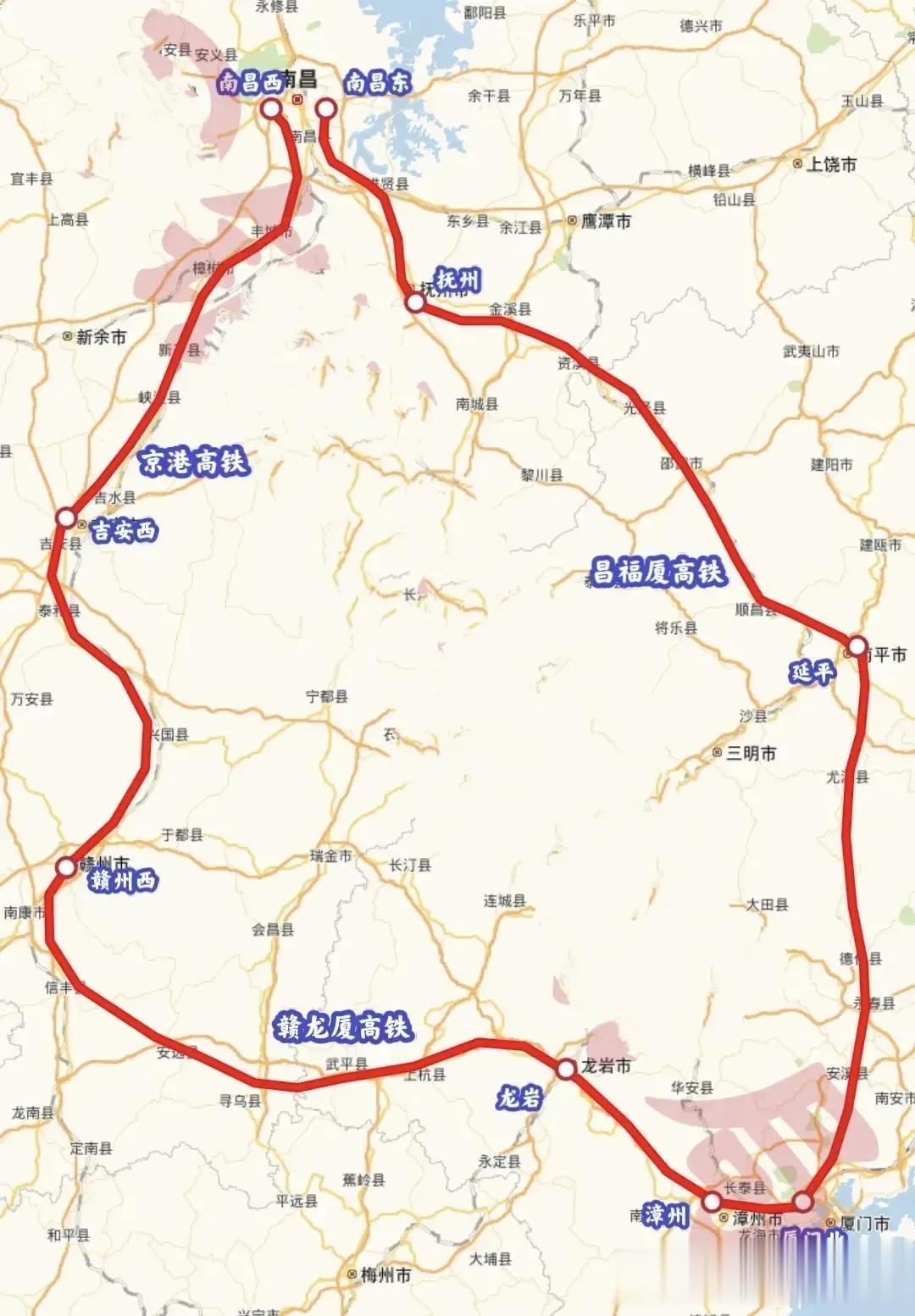 南昌-厦门高铁线路图
