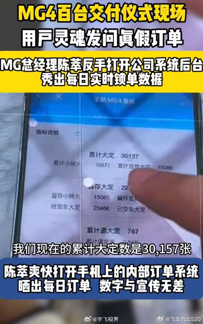 现在都流行直接晒后台的订单数了吗，这下MG4的总锁单被大家看到了已经超过3万了，