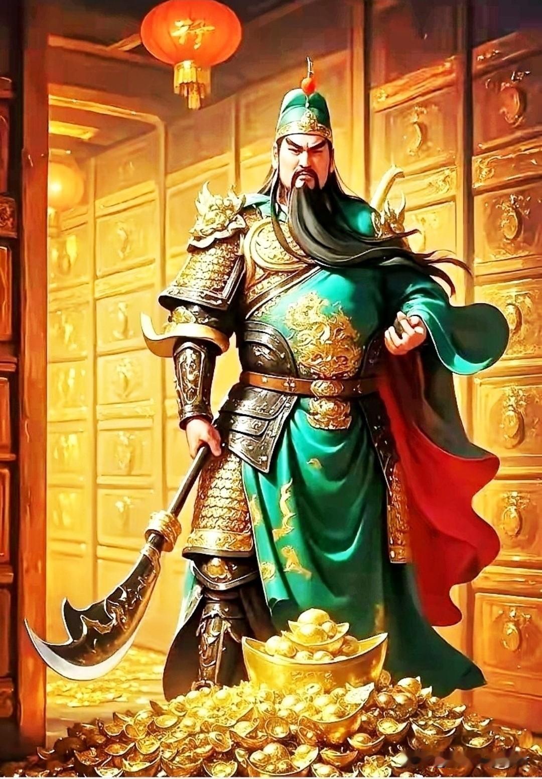 关公镇家宅，元宝滚滚来。