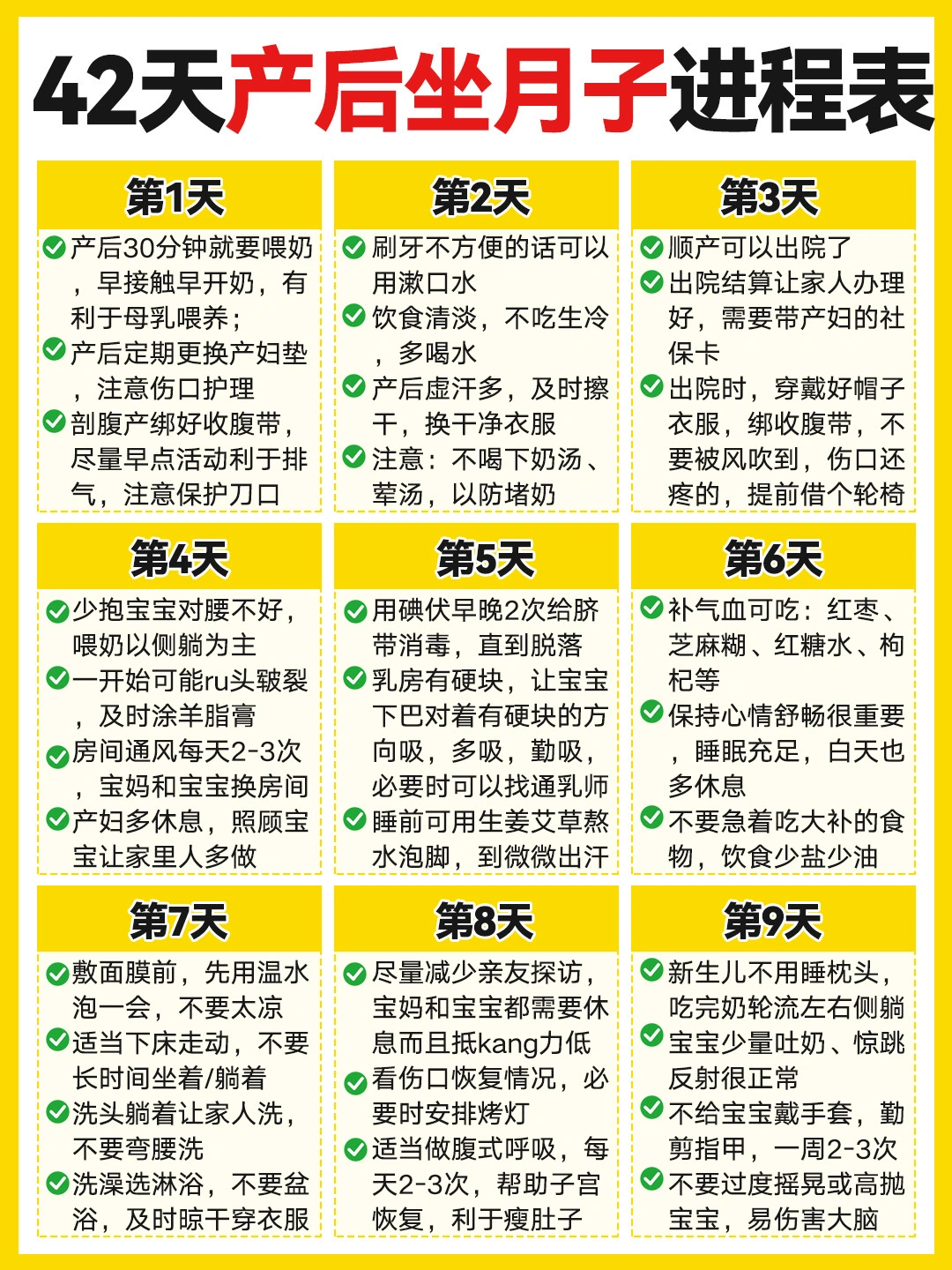42天产后坐月子进程表🧾坐个健康美丽的月子