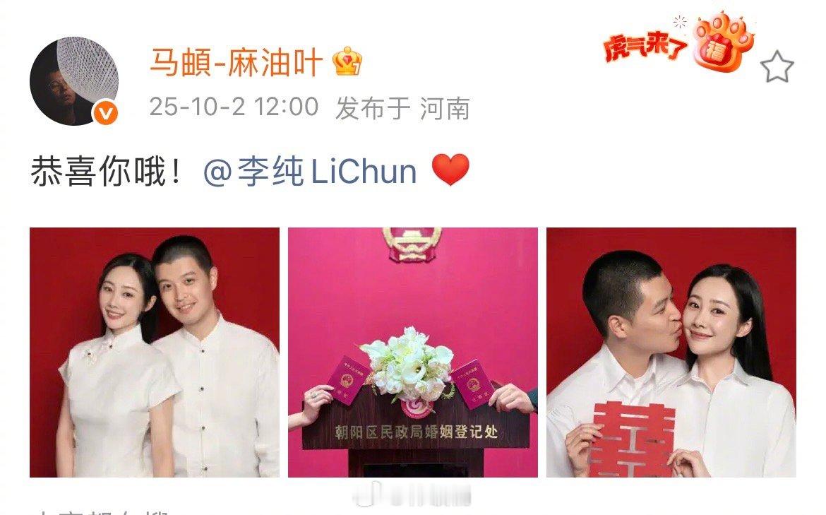 李纯、马頔结婚 ​​​