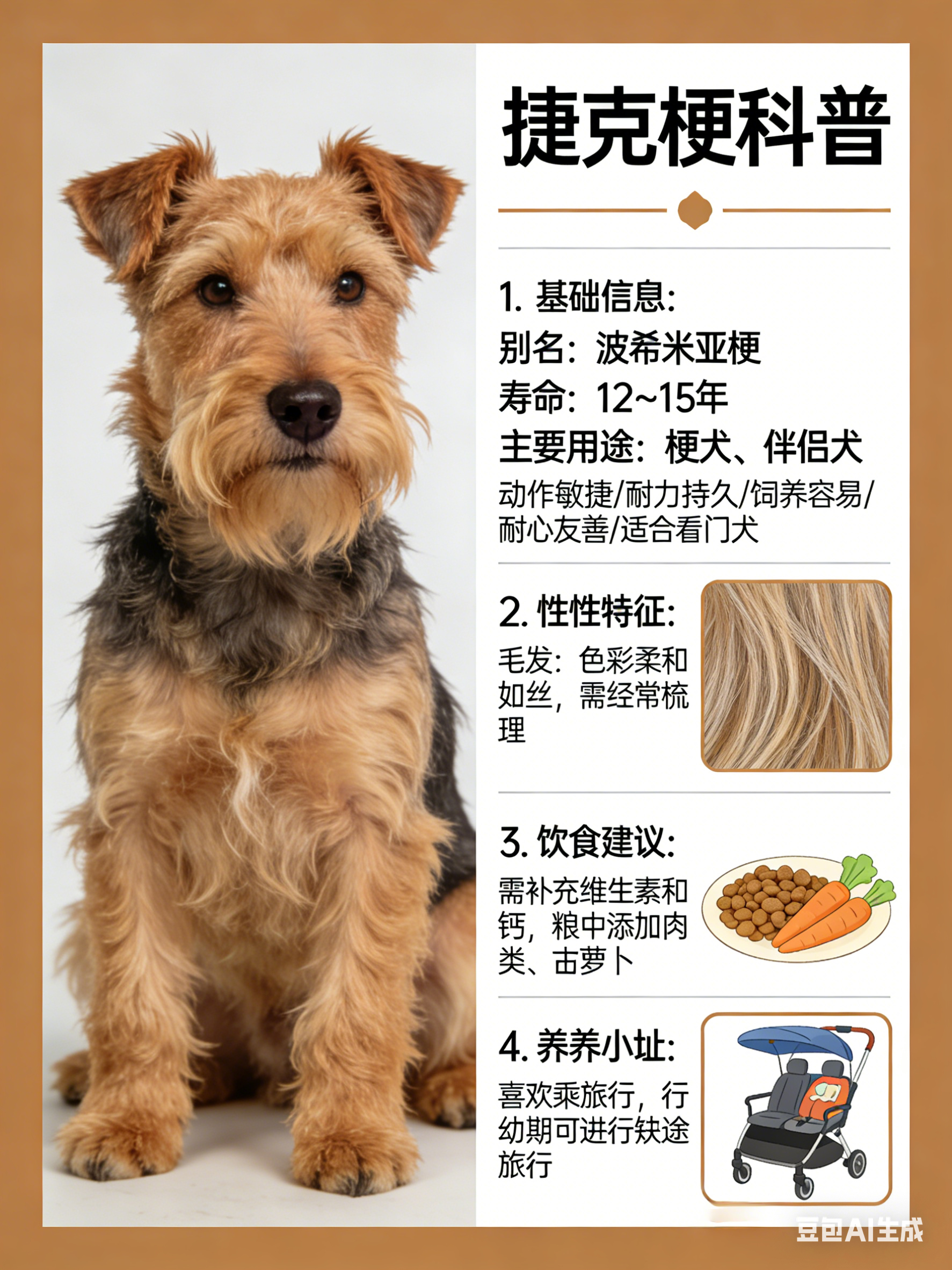 我AI的动物 捷克梗别名：波希米亚梗寿命：12～15年主要用途：梗犬、伴侣犬捷克