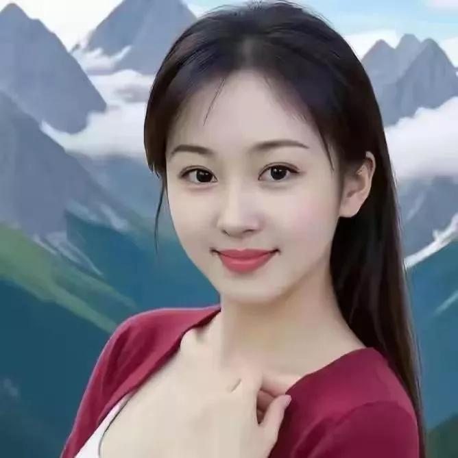 在雪山脚下，微笑的少女，如梦似幻。少女感笑容 少女感微笑女孩 少女的笑容 美少女