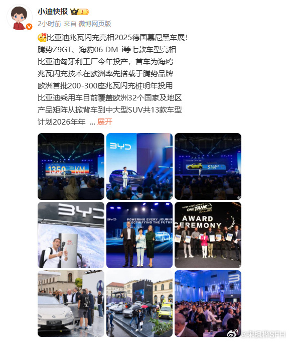 比亚迪加速欧洲市场布局 比亚迪乘用车目前覆盖欧洲32个国家及地区，产品矩阵从掀背
