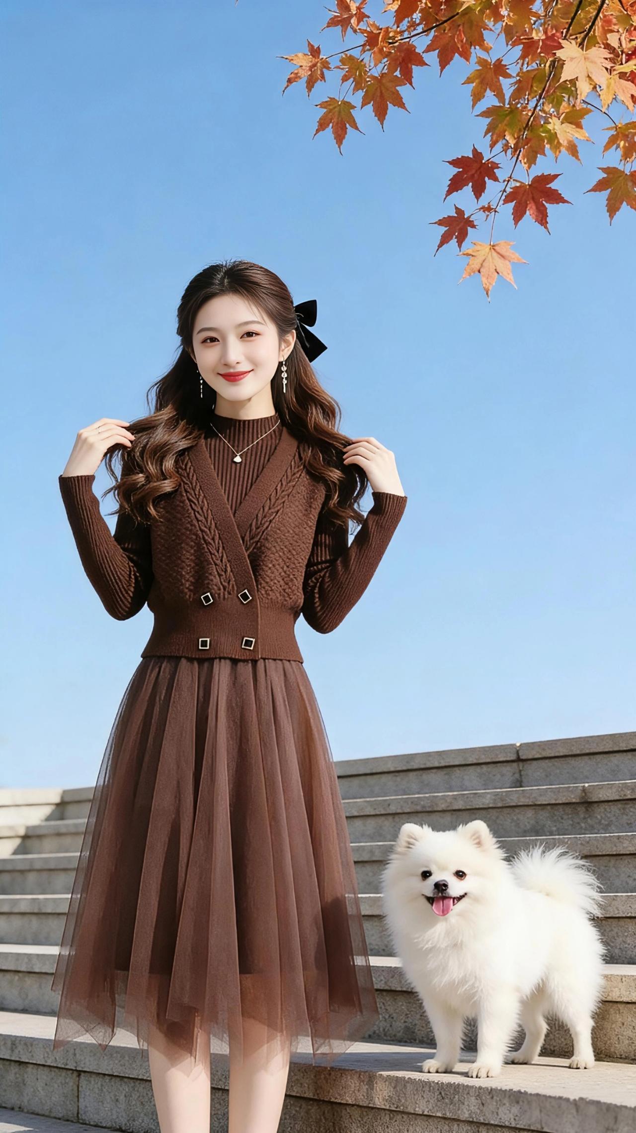 秋与暖
 
秋日的风掠过枝头，将枫叶揉成焦糖色的诗笺，悬在澄澈如洗的蓝天上。我踩