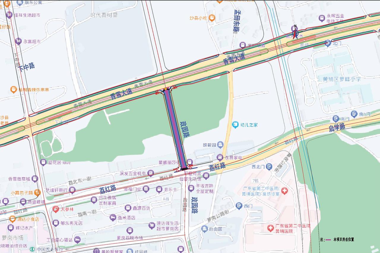 黄埔区将新建政园路（荔红路至香雪大道），总投资1147万元。
政园路（荔红路至香