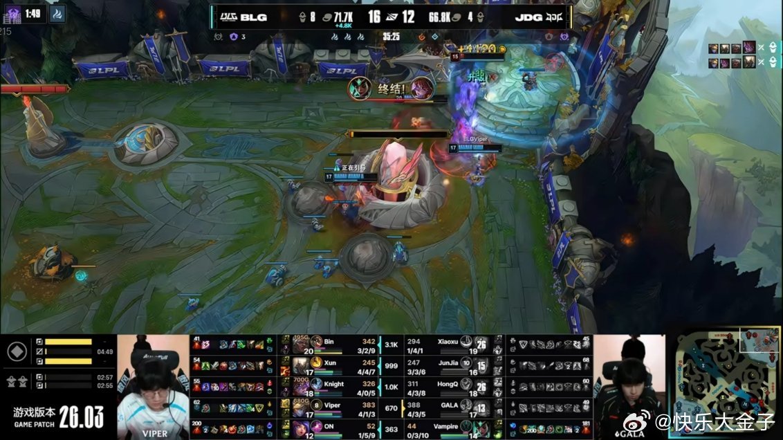 JDG运营满分，团战0分第一把GALA状态有点问题，场间调整一下也还有得打。BL