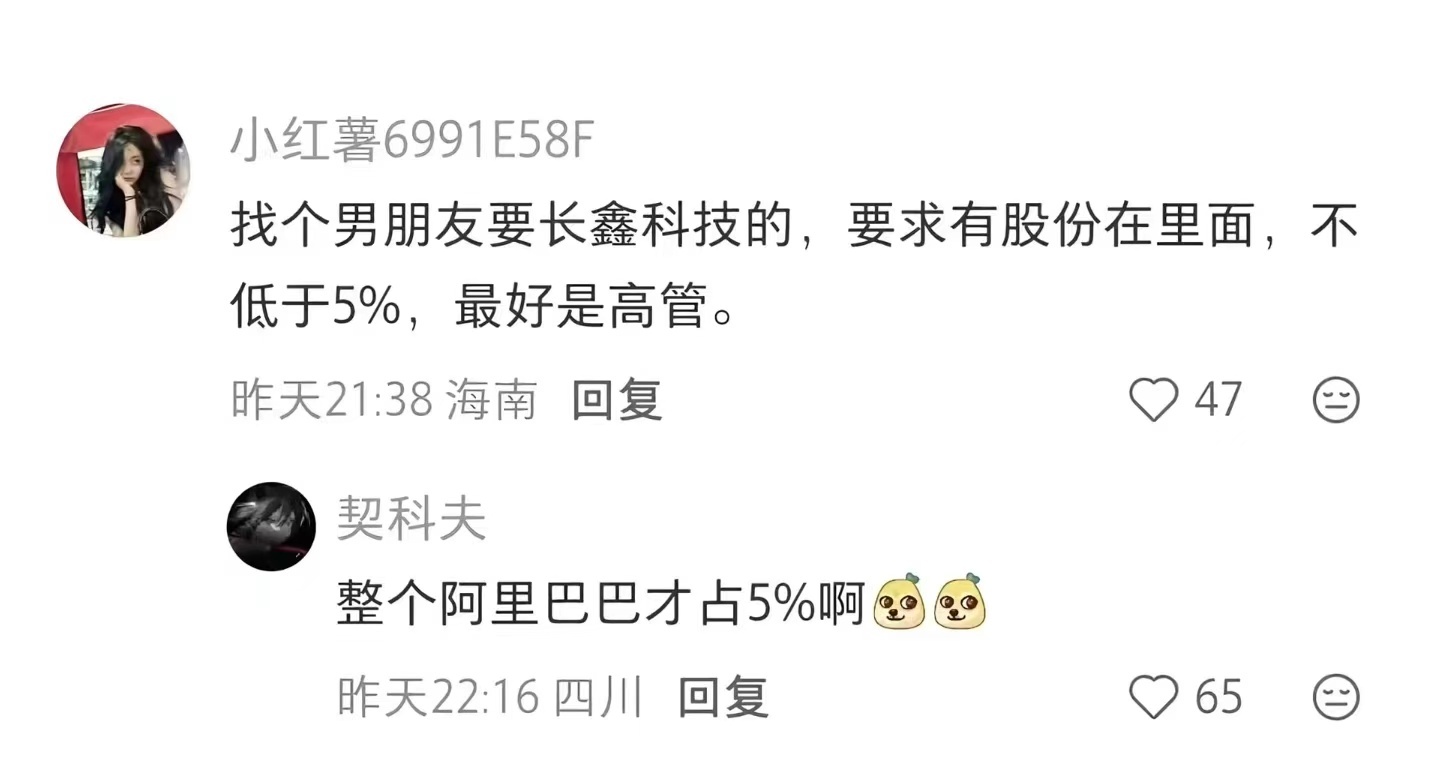 找个男朋友要长鑫科技的 