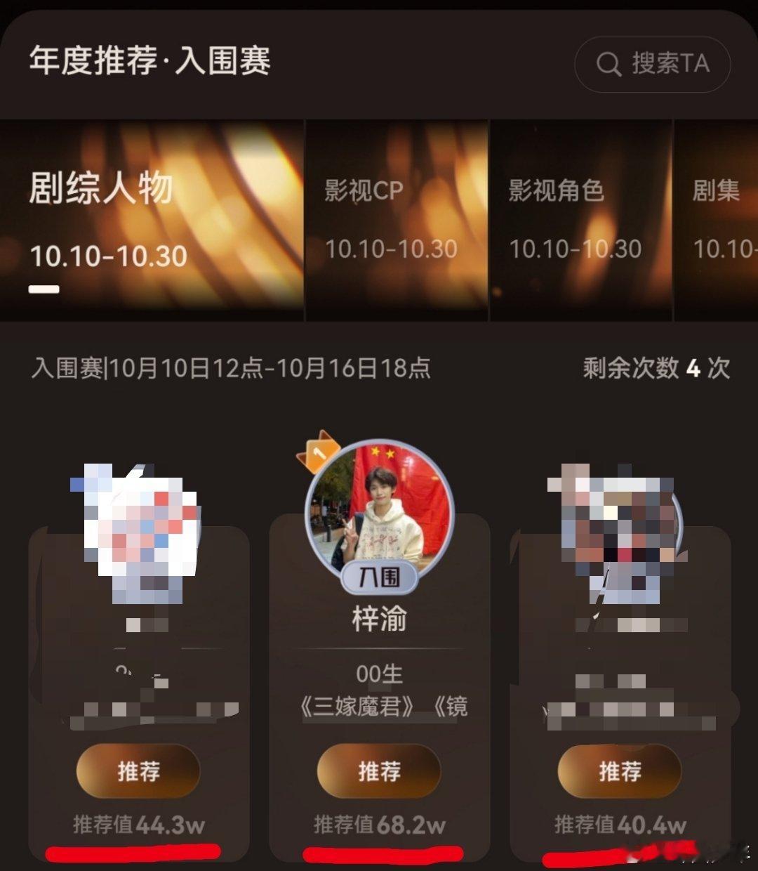 梓渝剧综人物推荐值断层第一视界大会梓渝是剧综人物推荐值断层第一，这算是飞升顶流成