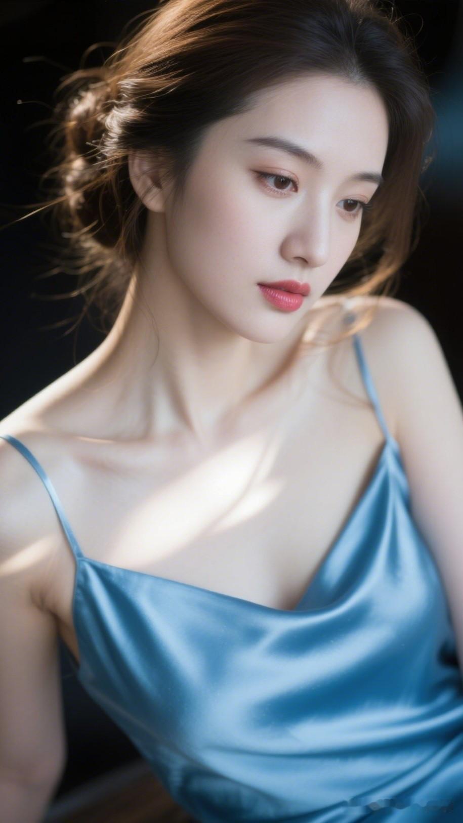 女人如何穿出含蓄的性感? 优雅蓝裙，沉静如水，美得令人窒息。