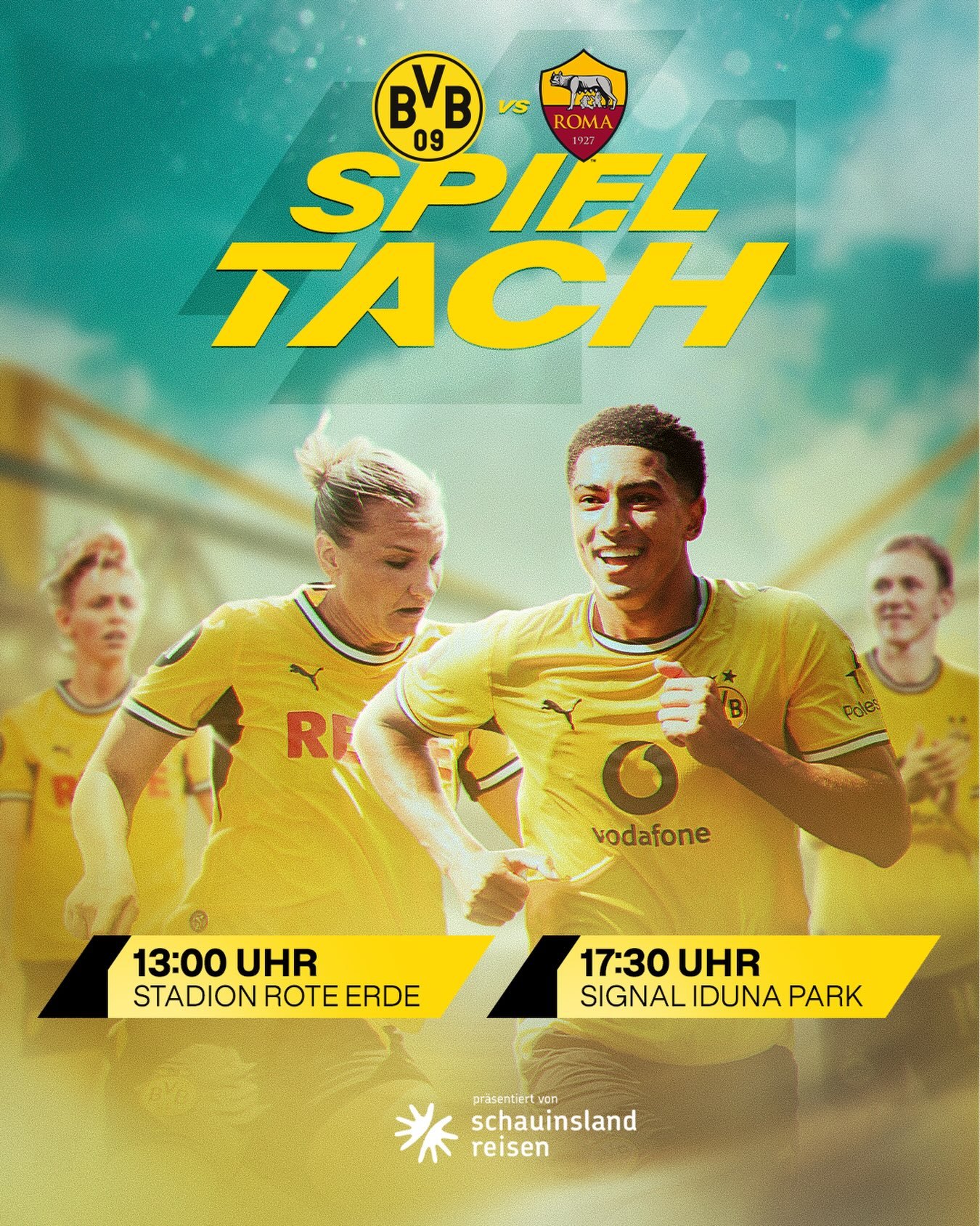 🤝男女搭配，踢球不累⏰红土地球场  19:00  多特蒙德女足vs罗马女足⏰西