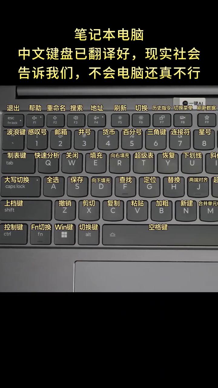 笔记本电脑中文键盘已翻译好，现实社会告诉我们不会电脑还真不行。
