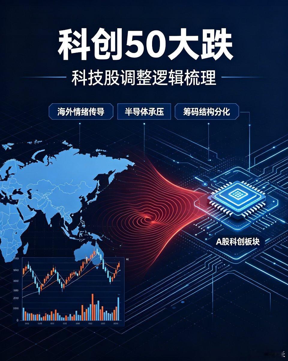 📌科技股持续调整深度解读：科创50单日大跌超5%，内外双重因素发酵当下行情风格