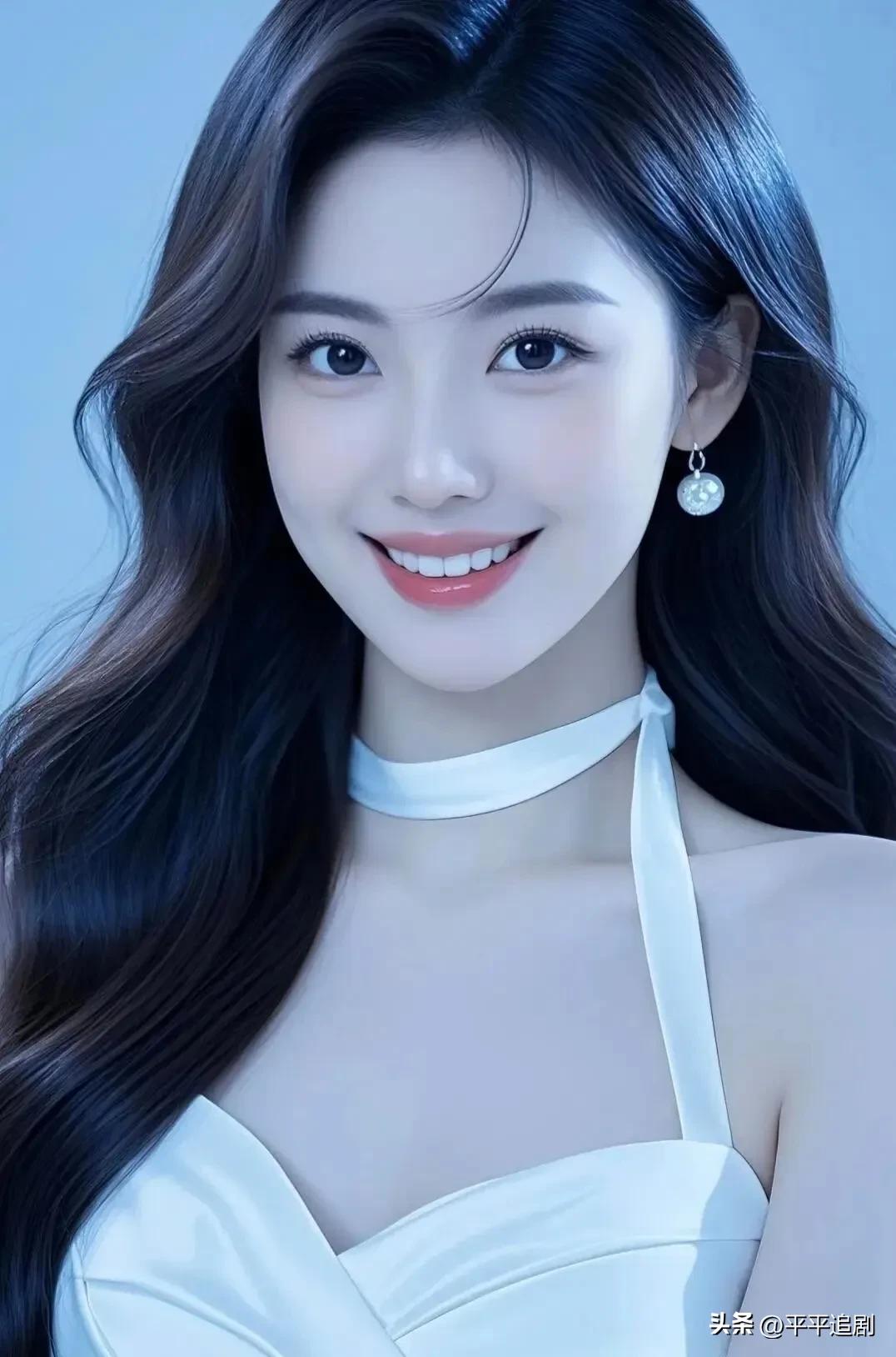 冰蓝光影里，白裙映着笑眼，一抬眸，便是满溢的清甜与温柔。
中年女性精致感 温柔高