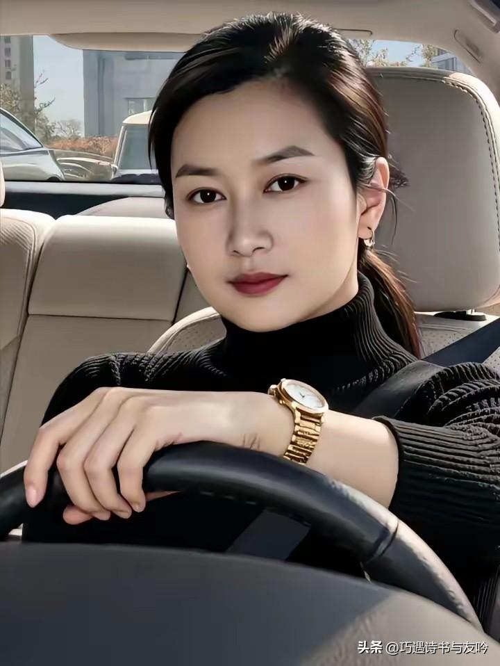 驾行的风华素装美女

晴日的车厢内暖意盈盈，她稳稳握着方向盘，黑色高领针织衫衬得