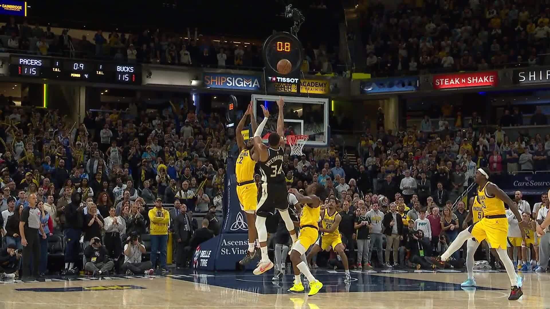 字母哥绝杀步行者难度拉满！字母哥大心脏读秒绝杀步行者！ ​​​