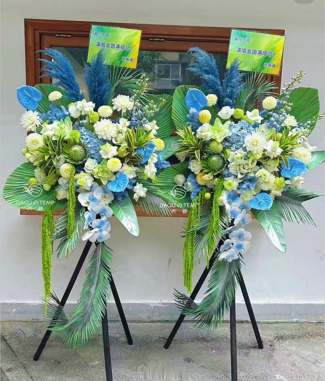 张新成人还挺好的，给丁禹兮送花祝演唱会圆满成功。 