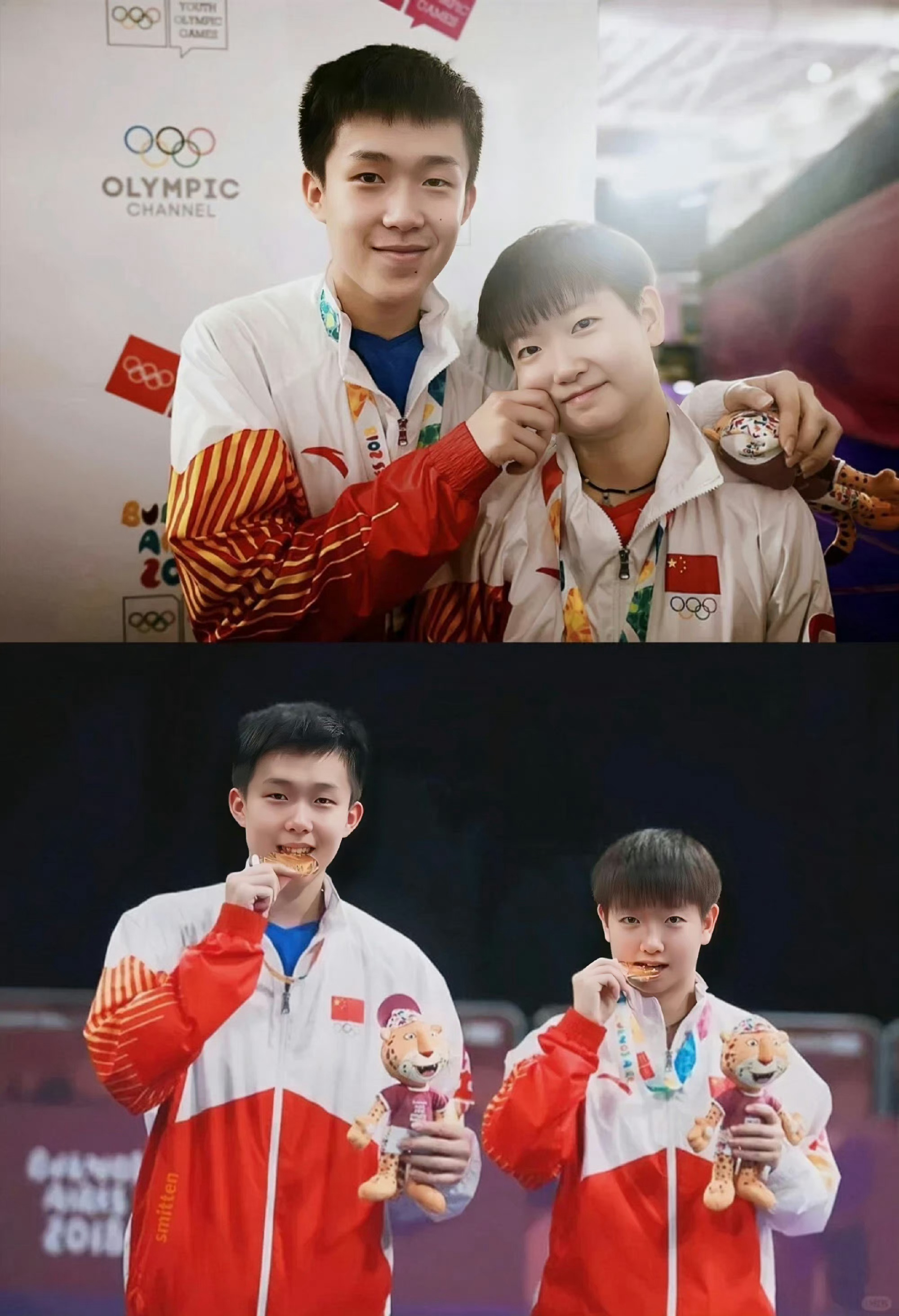 #孙颖莎王楚钦混双金牌#最后几球紧张的手心冒汗，哈哈哈哈莎头是冠军🏆 ​​​