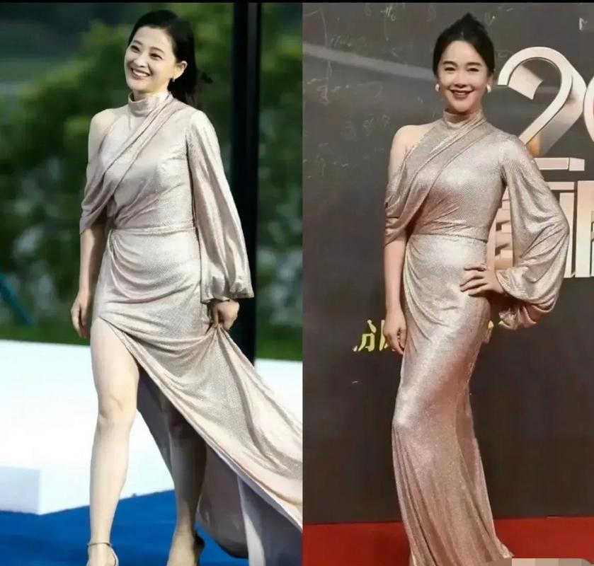 左小青和梅婷撞衫了，两位佳人同框，
梅婷端庄秀丽，优雅大气，左小青温婉可人，
两
