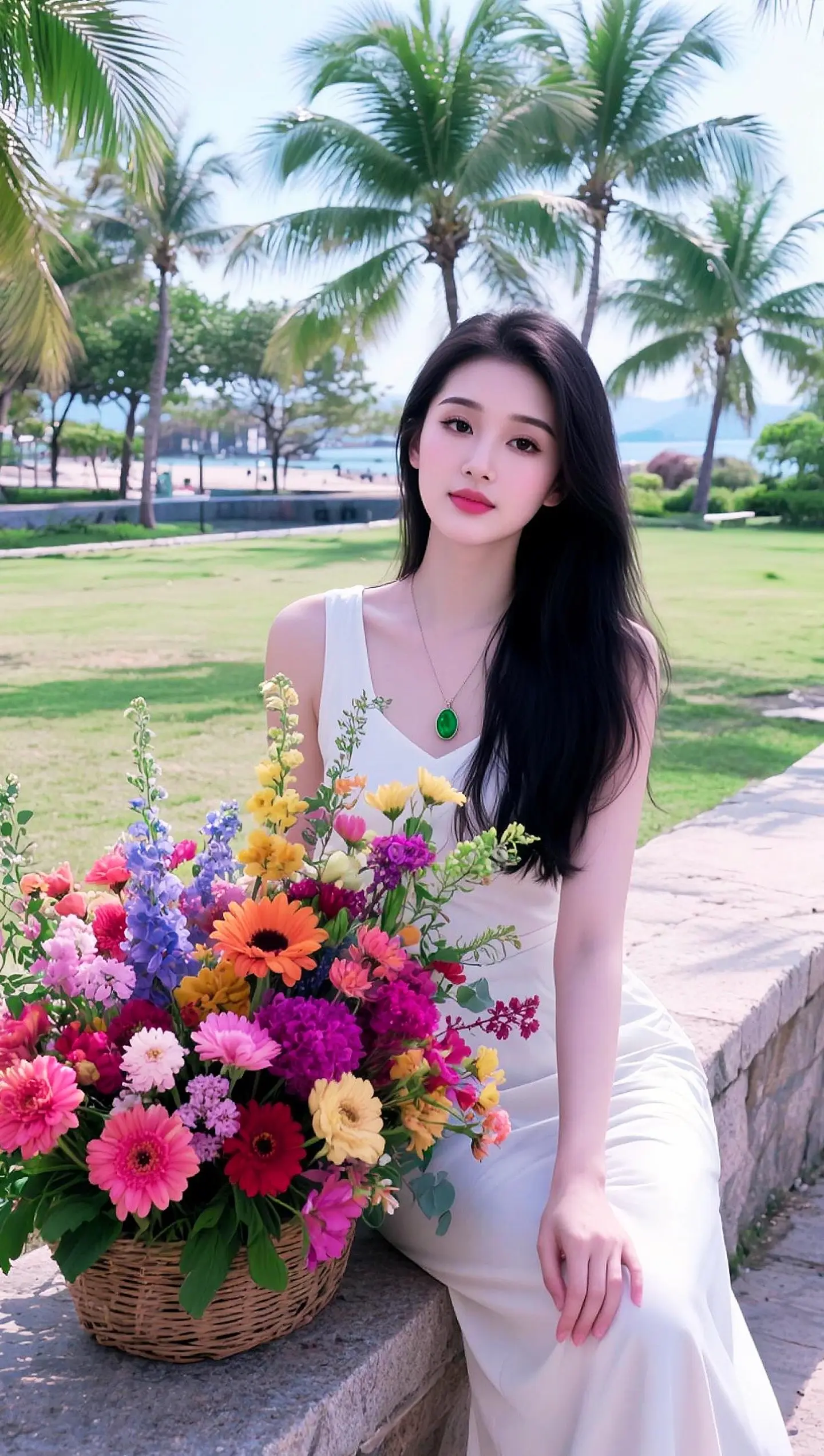 AI草地鲜花照 随变ai随便玩