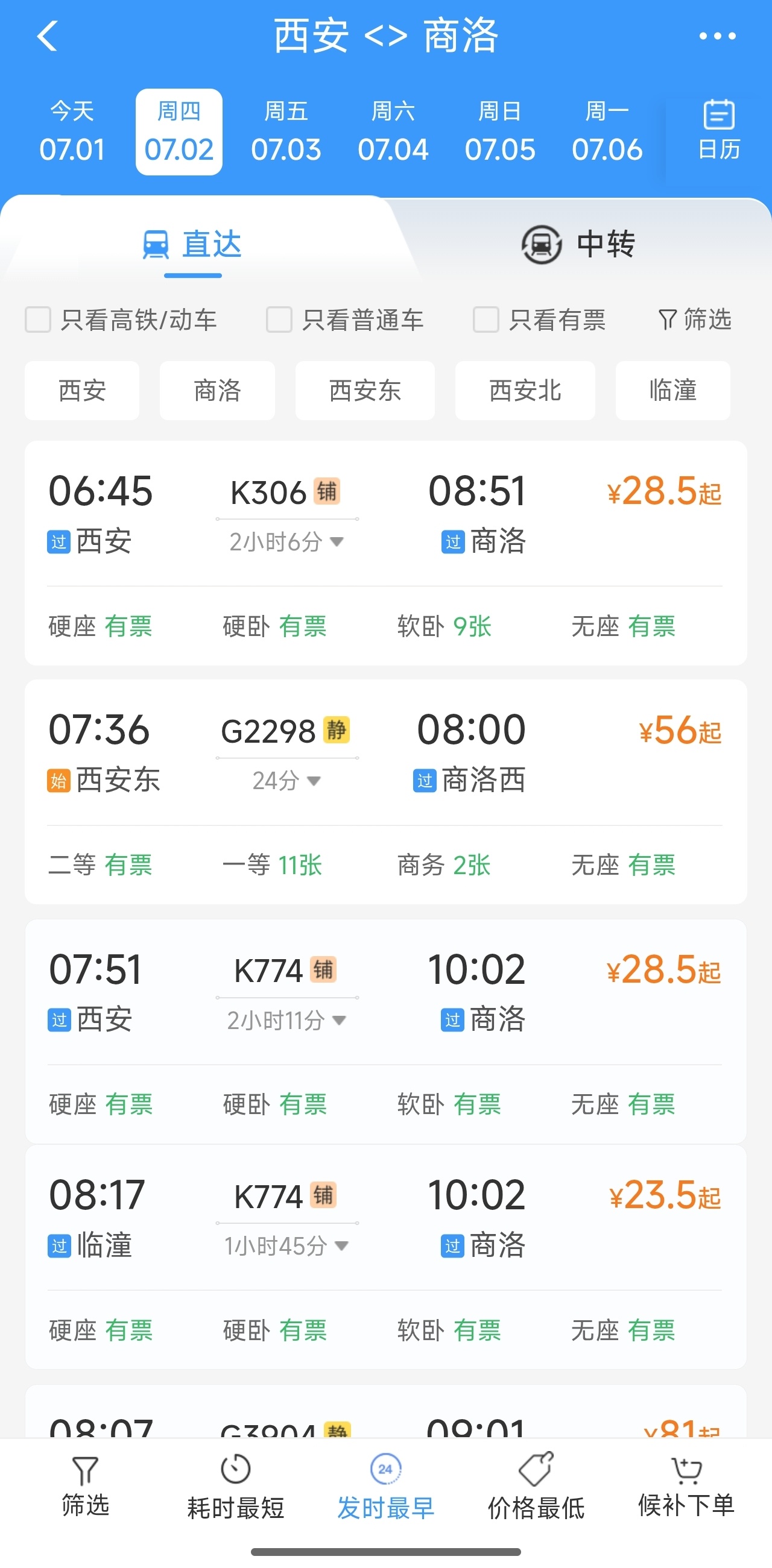 大巴和高铁竞争又一例，这次是高铁赢了。原来陕西西安到商洛，绿皮火车28.5，便宜