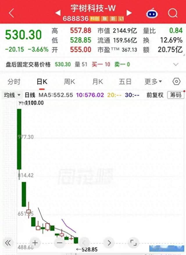 宇树科技跌到530元！1100到150，到底什么价位才算合理？