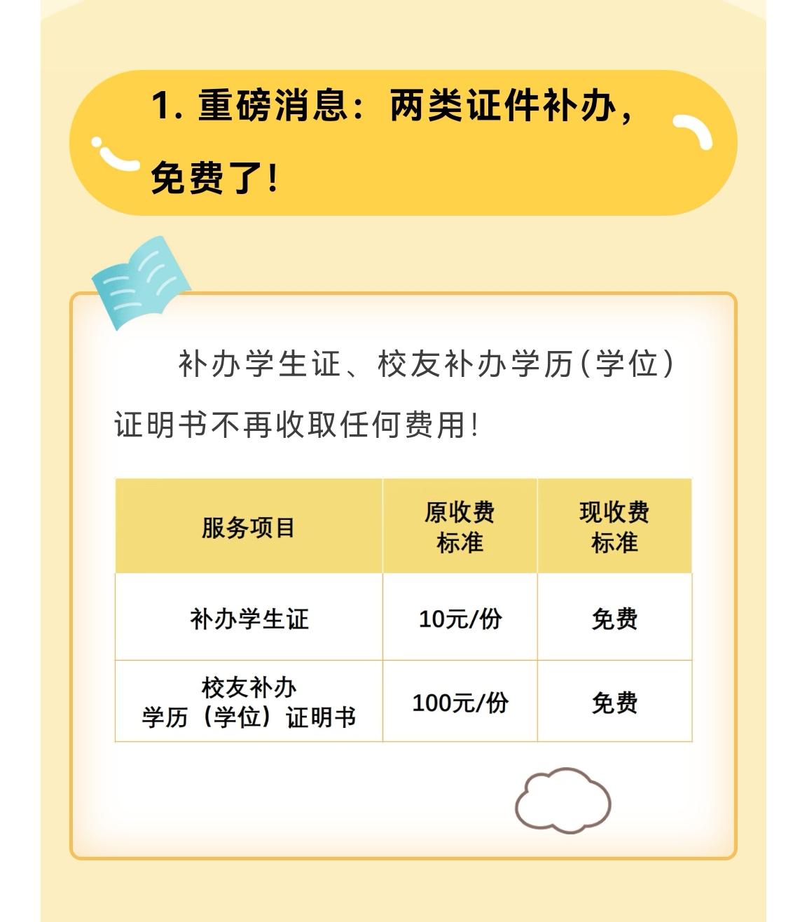 华科再推惠民生措施[赞]学生补办学生证，毕业生补办毕业证学位证免费！各种校园卡手