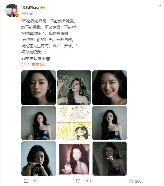 徐若晗28岁生日寄语徐若晗给自己画了生日简笔画 徐若晗28岁生日发文 