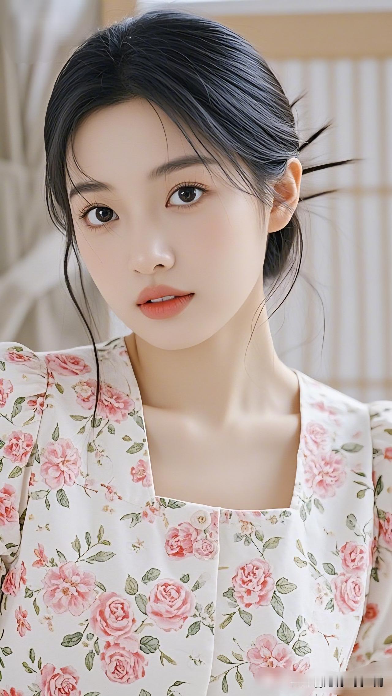 温柔甜美的少女，粉色花朵连衣裙，清新自然。什么样的穿搭可以成为气质女神?