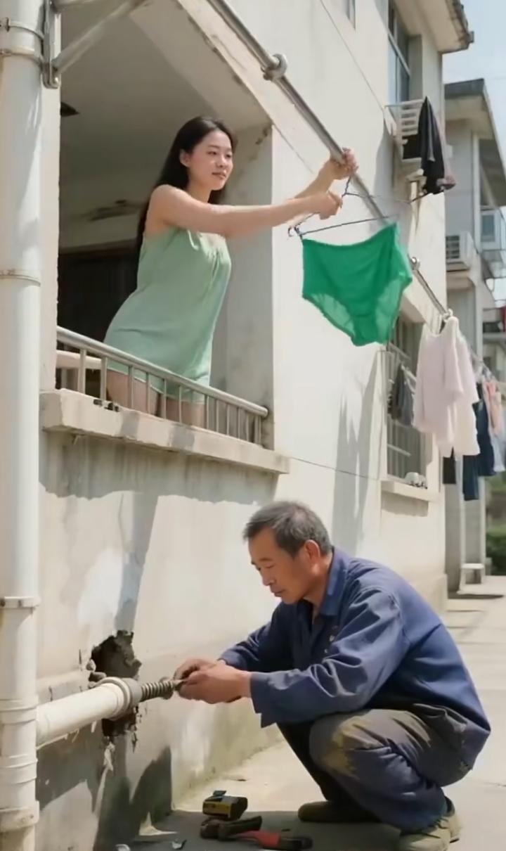 美女晒内衣掉落在头上还怎么办？