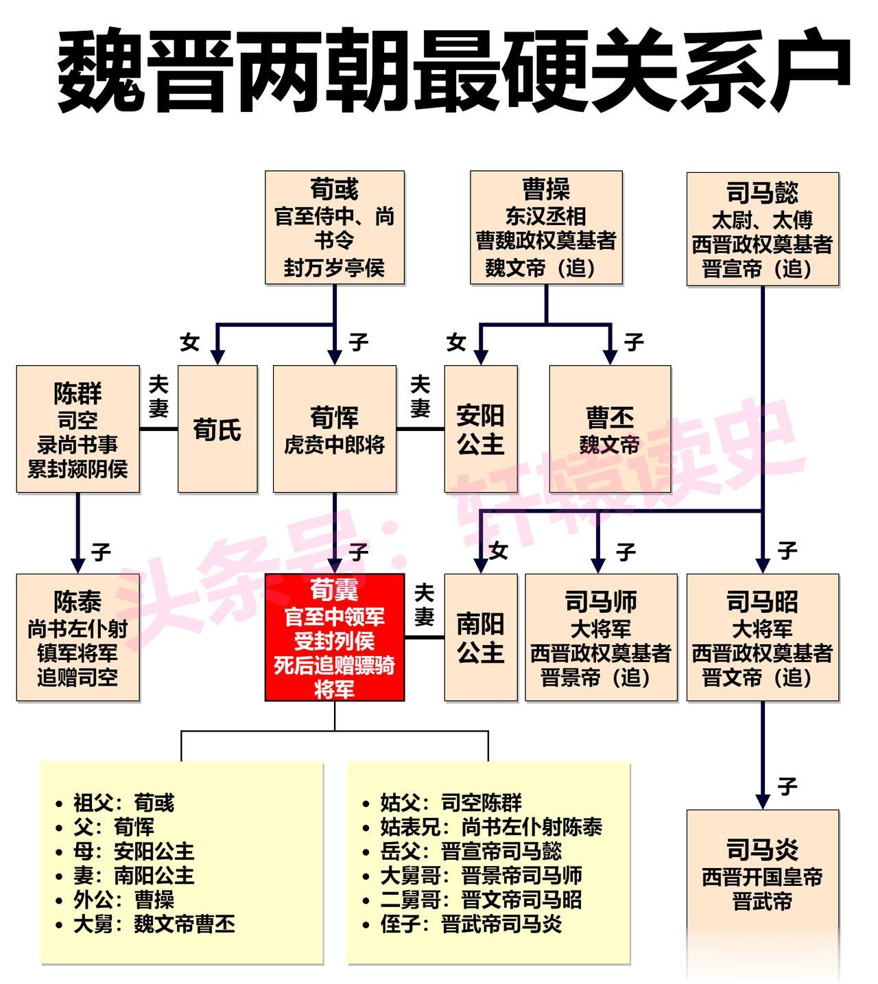 魏晋两代最硬的关系户

外公是曹操，舅舅是曹丕，岳父是司马懿。