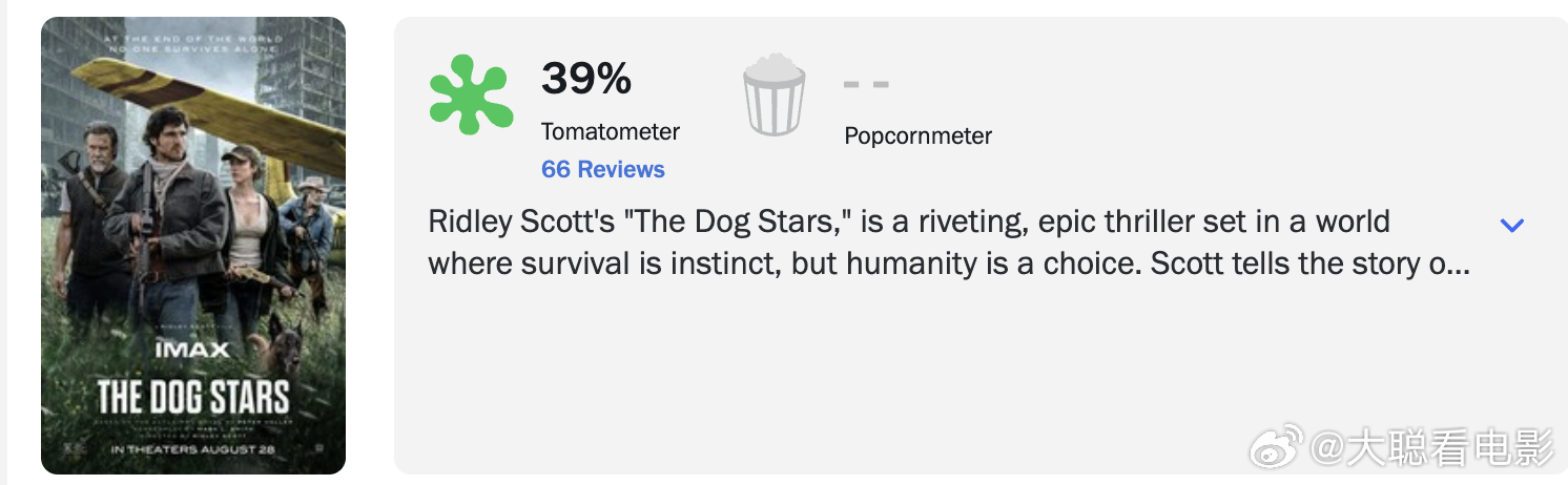 ​我的天老雷的新片《末世行者》（The Dog Stars） 烂成这样？我原本还