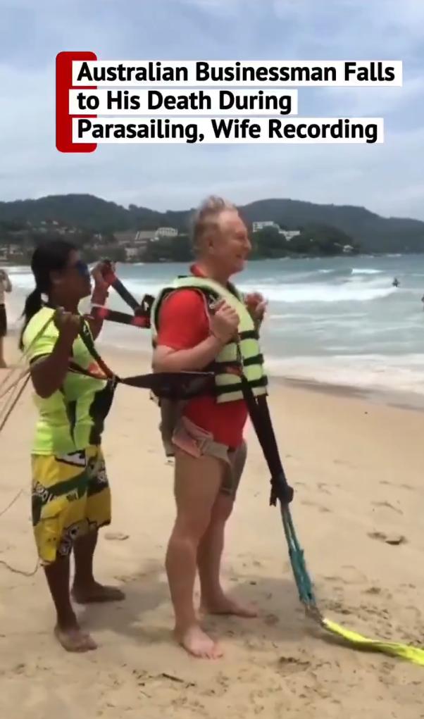 一名名叫罗杰·约翰·霍西的澳大利亚商人，在泰国普吉岛卡塔海滩玩滑翔伞时，从30米