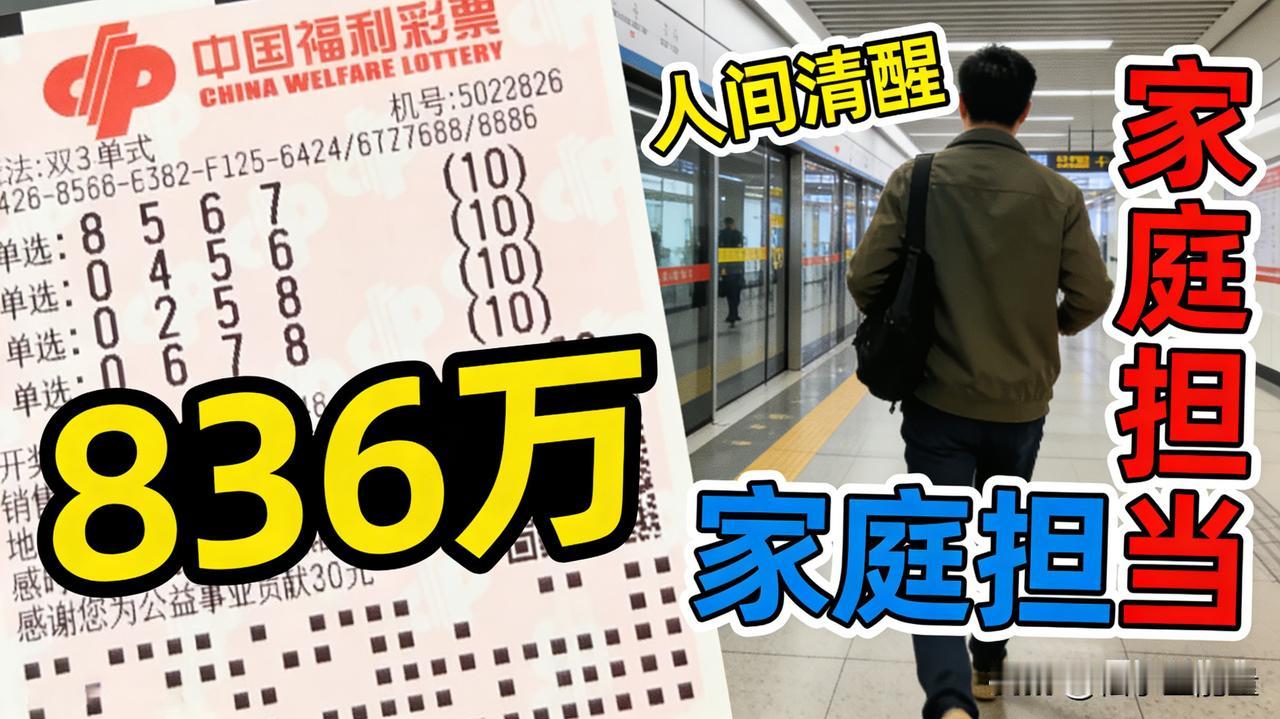 男子彩票中800余万交妻子淡定上班
 
谁懂啊！广东佛山大哥中了836万大奖，居