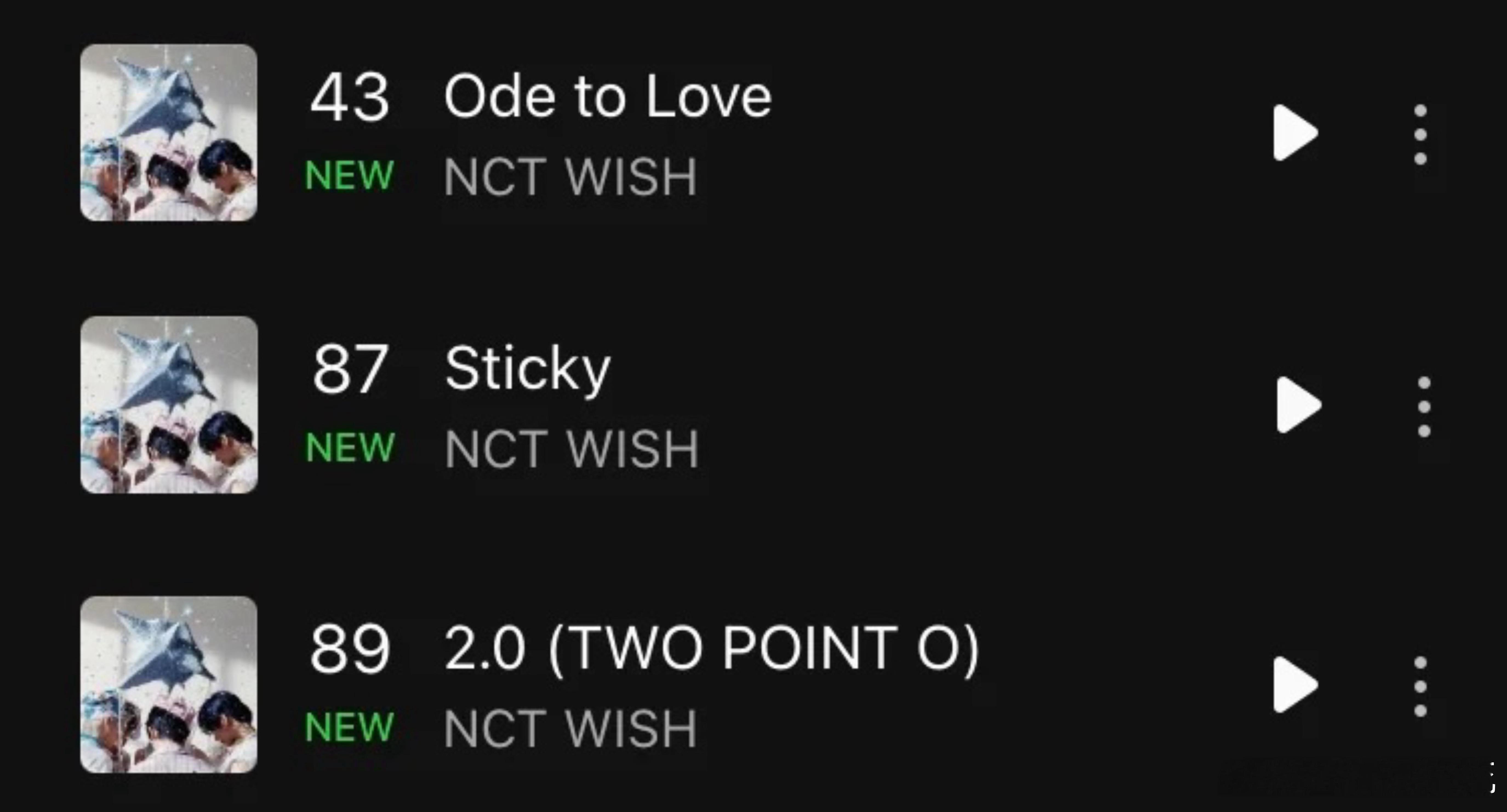 NCT WISH三首歌in日榜，主打曲空降日榜第43 