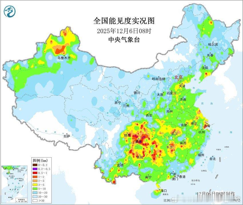【雾和霾】今晨在四川重庆贵州云南等地出现大雾。重庆黔江、万盛、贵州务川、安顺能见