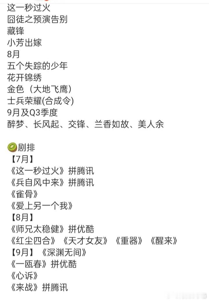 接下来的待播剧排播，期待张凌赫《这一秒过火》、周也《一瓯春》、侯明昊《雀骨》、敖