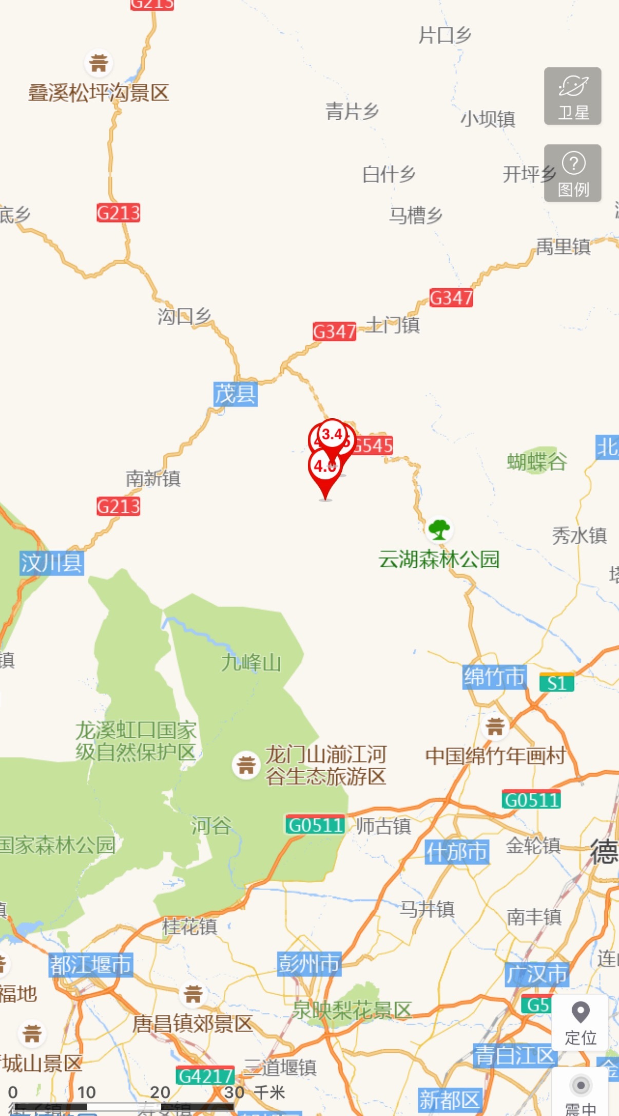 绵竹地震成都震感 据中国地震台网正式测定，四川省德阳市绵竹市在7月5日下午至夜间