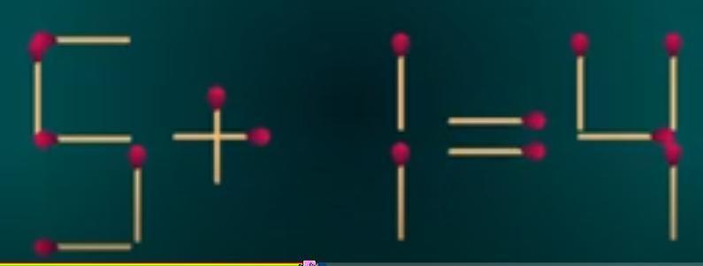 哇塞！快瞅瞅！这里是由火柴棒精心搭建的等式“5 + 1 = 4” 。一场超有趣的