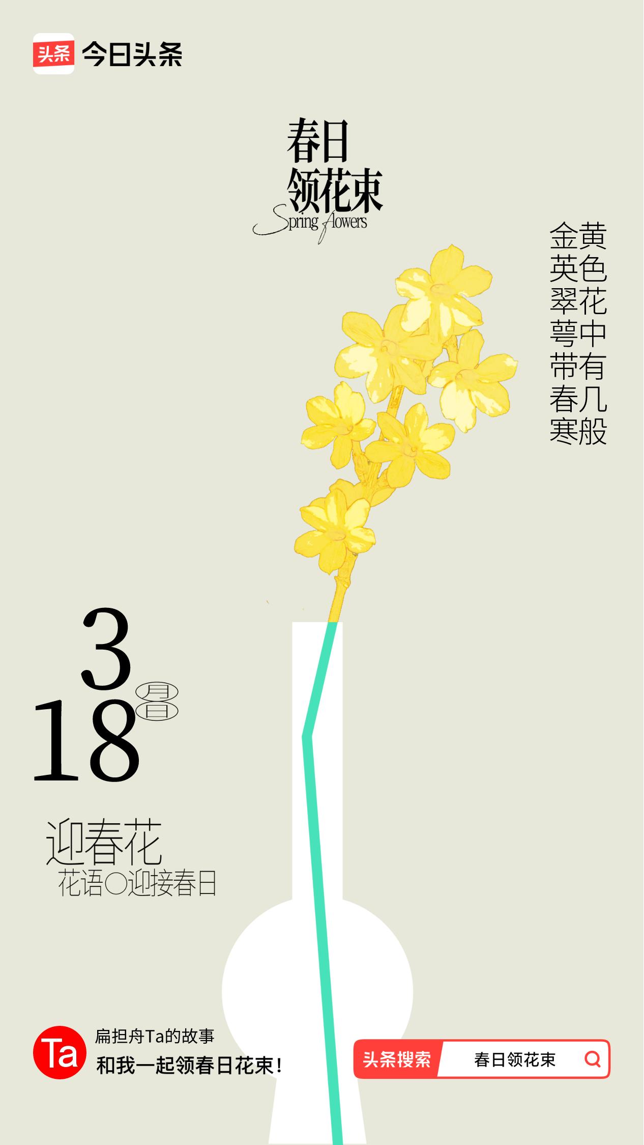 @春日领花束我领到了春日花束：金英翠萼带春寒，黄色花中有几般，网页链接打卡地六天