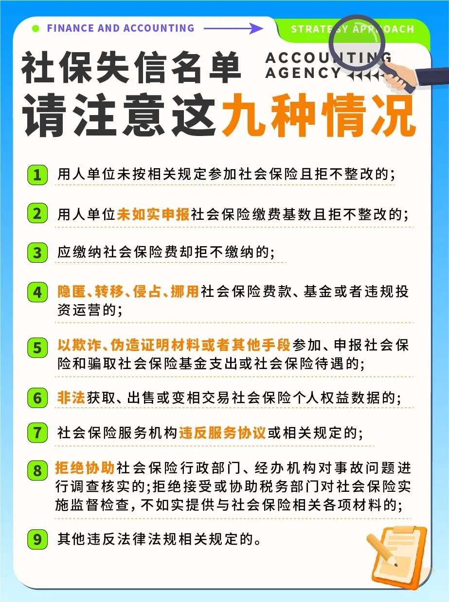 企业社保失信名单⚠️请注意这9⃣种情况✔