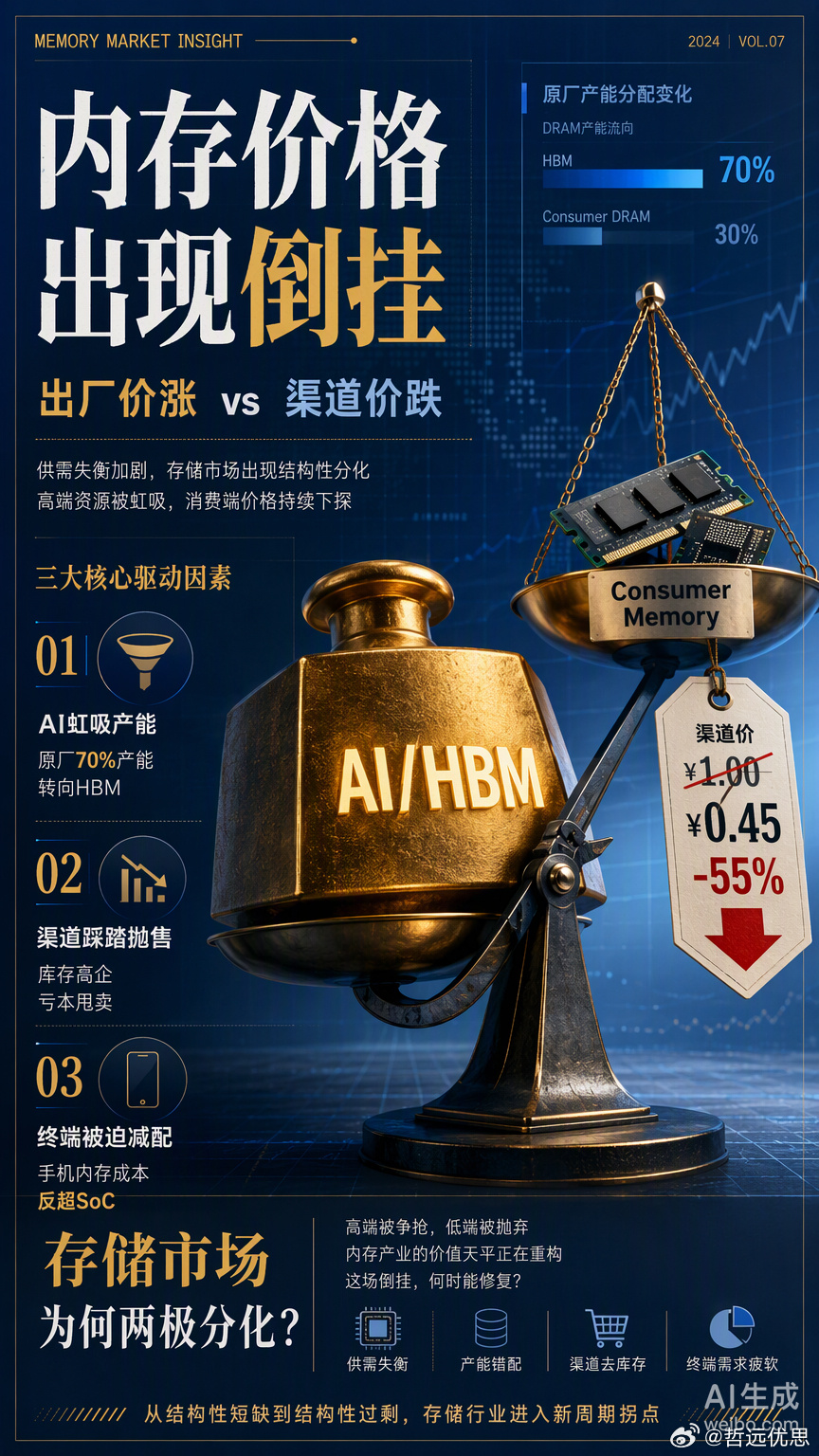 内存市场这波“价格倒挂”确实有点反直觉。几个值得细品的点：· 上游原厂还在涨价。