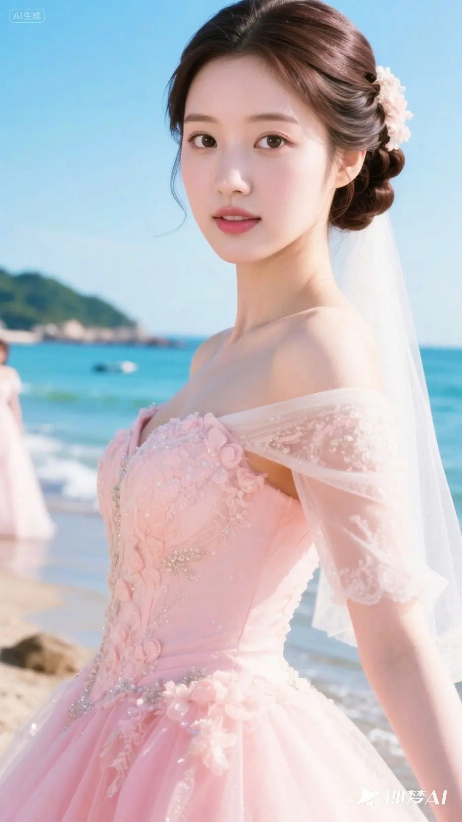 即梦AI 清纯甜美 唯美 作品分享 沉沦在绝美的海边