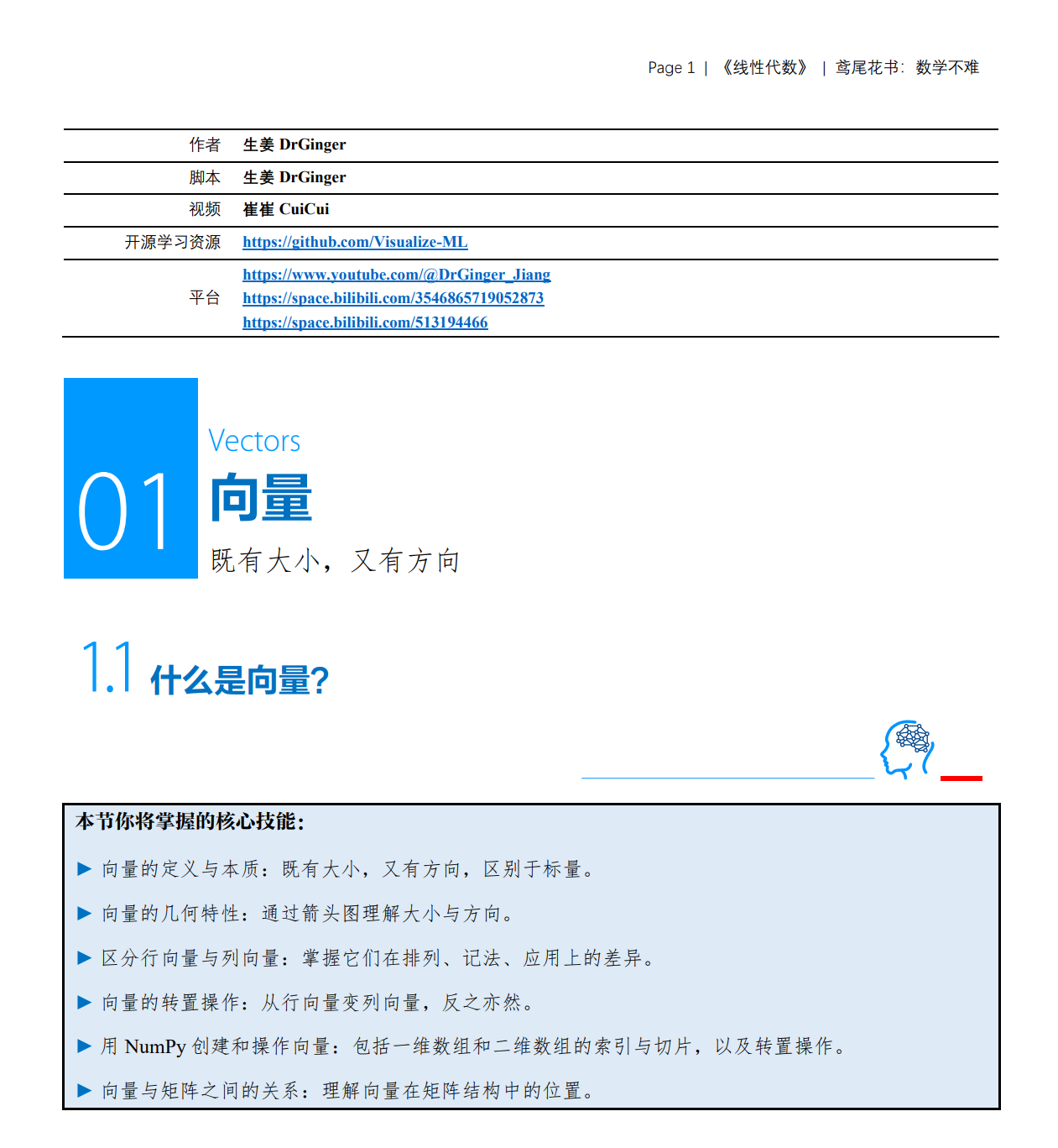 之前介绍过的《鸢尾花书》系列电子书新增了一本“线性代数不难”，上下册，让读者领略